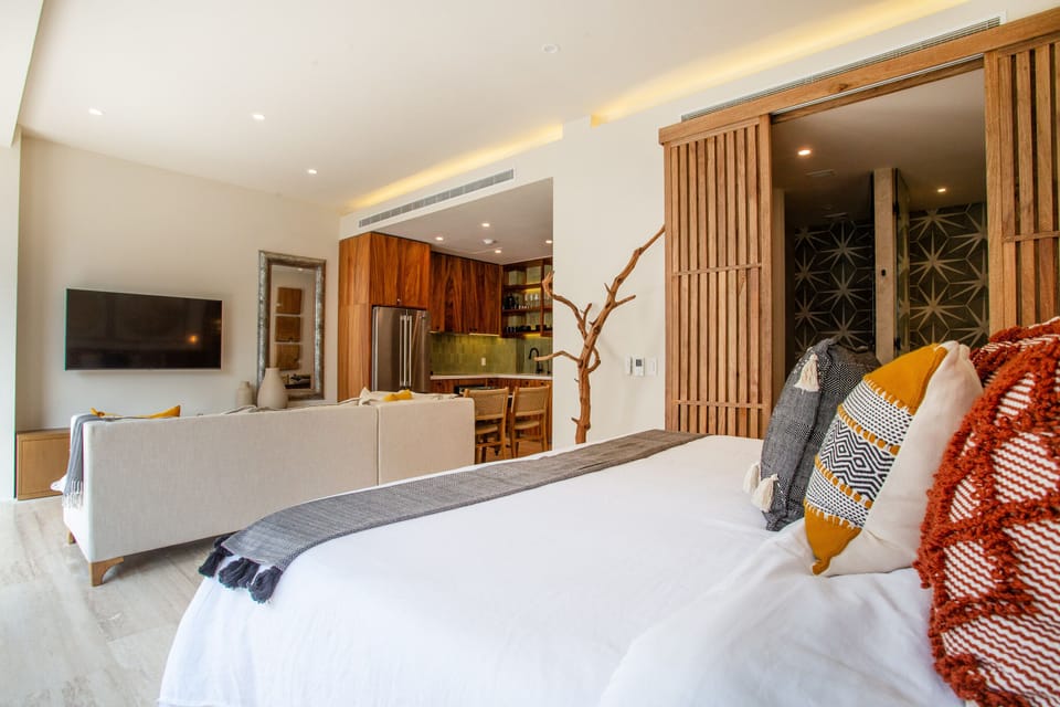 The air conditioning bedroom also has a large closet