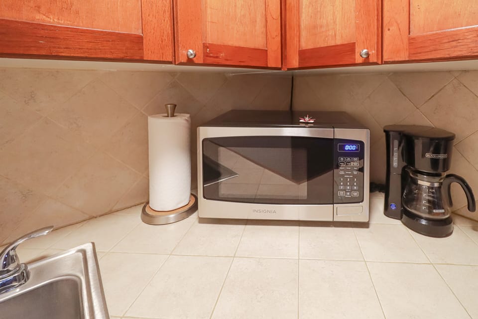 Microwave and coffee maker 