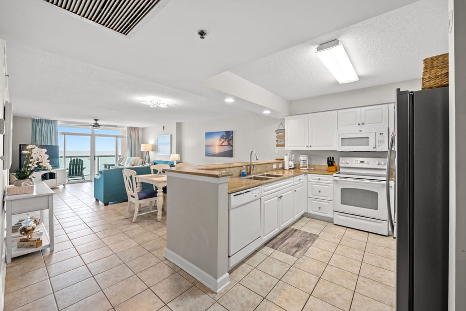A fully stocked kitchen makes meal preparation a breeze.