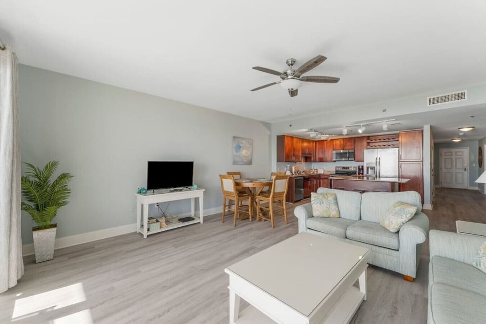 Living Area with Ocean Views, Sleeper Sofa, Flat Screen TV and Private Balcony Access