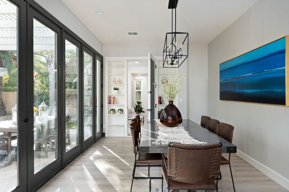 Dining room with tons of natural lights.