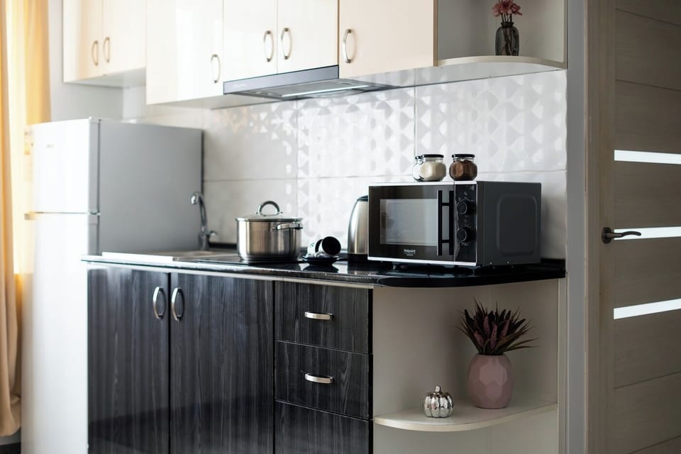 Economy Apartment | Private kitchen | Fridge, microwave, stovetop, electric kettle