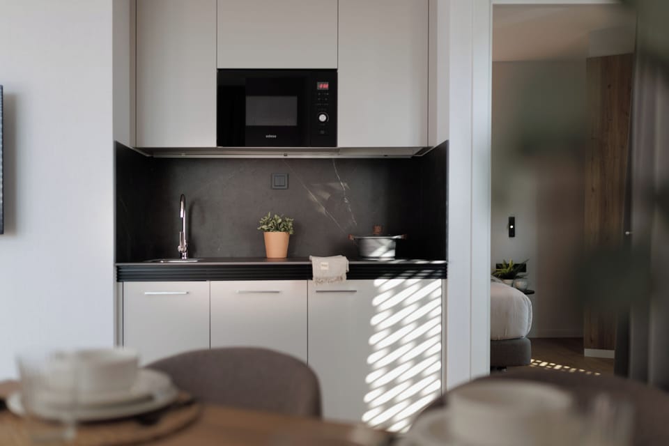 Superior Apartment, 1 Bedroom (Double or Twin Bed) | Private kitchen | Fridge, microwave, dishwasher, cookware/dishes/utensils
