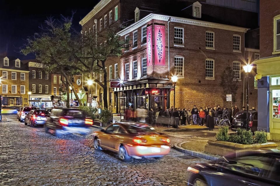 Fells point shopping, bars and restaurants along the water.