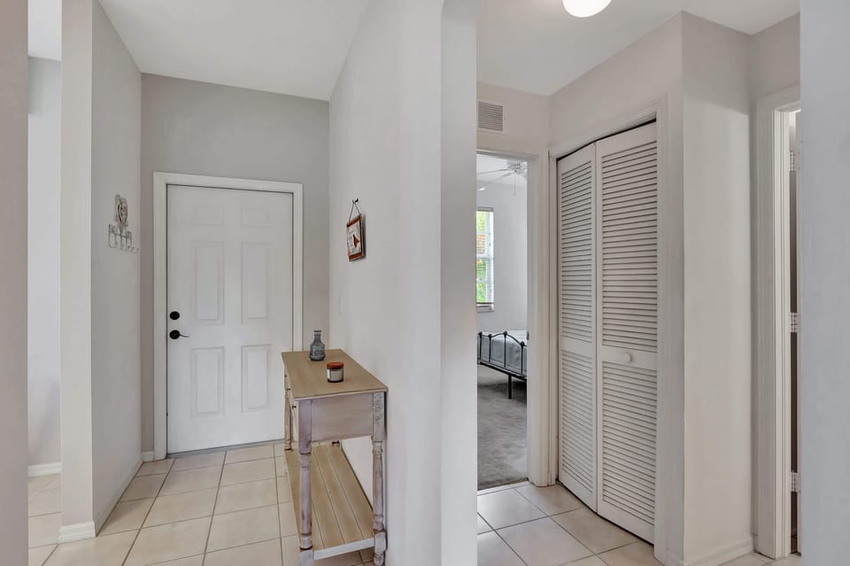 The front door of the condo