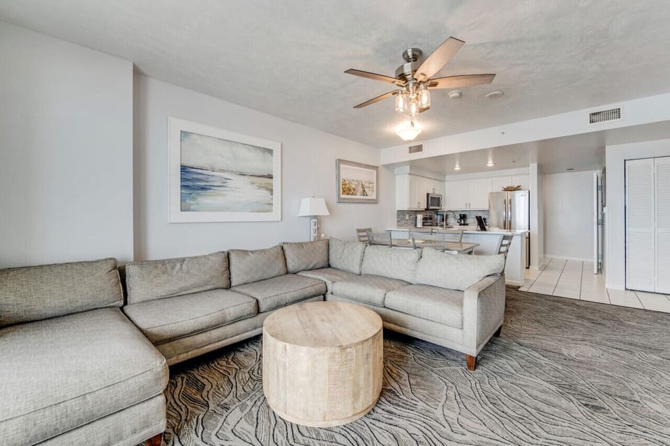 Cozy up on the nice large sectional.  Big enough for the entire family!