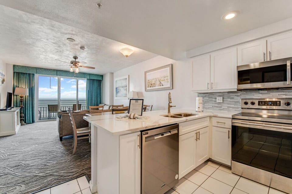 Views from the living space and newly remodeled kitchen are stunning