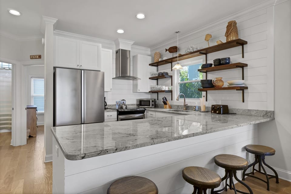 Ample room to gather at the kitchen bar
