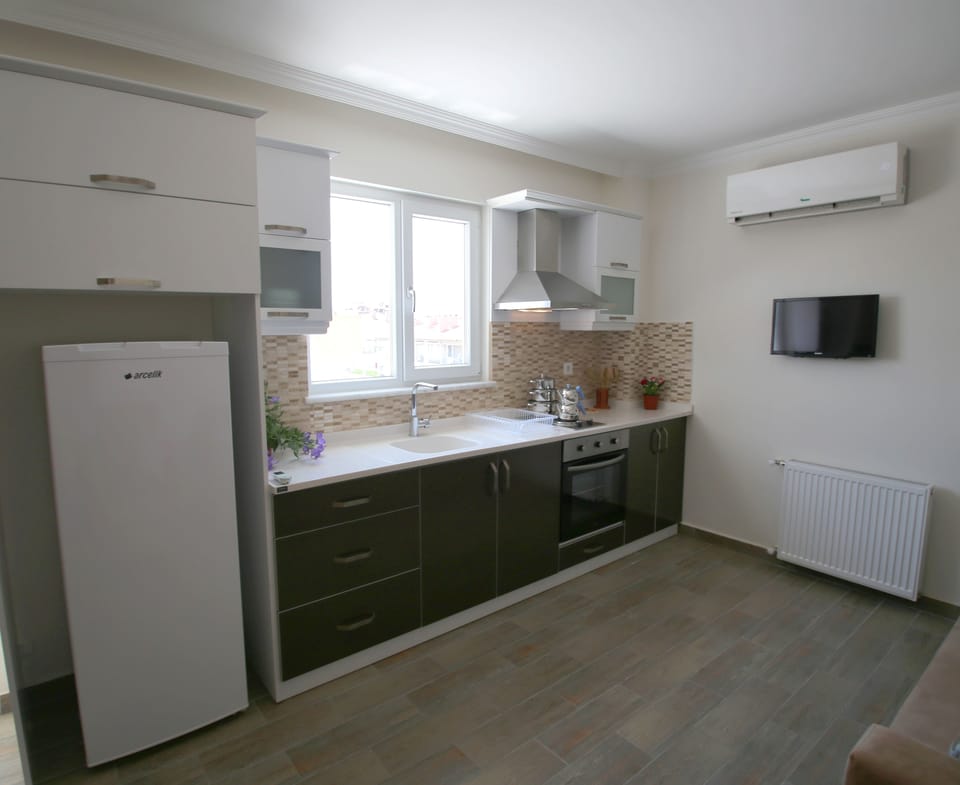 Superior Apartment, 2 Bedrooms, Kitchen | Private kitchen | Fridge