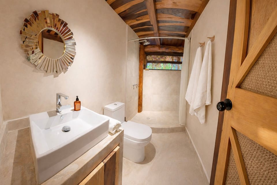 Superior Bungalow, 1 Queen Bed with Sofa bed, Terrace, Garden View | Bathroom | Shower, towels, soap, shampoo