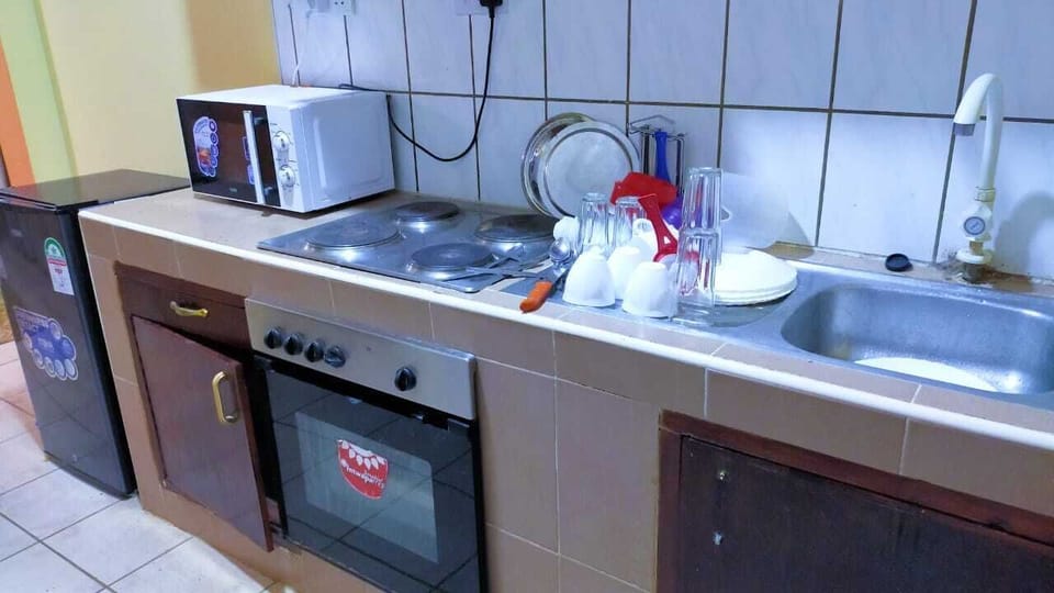 Business Apartment | Private kitchen | Fridge, microwave, cookware/dishes/utensils