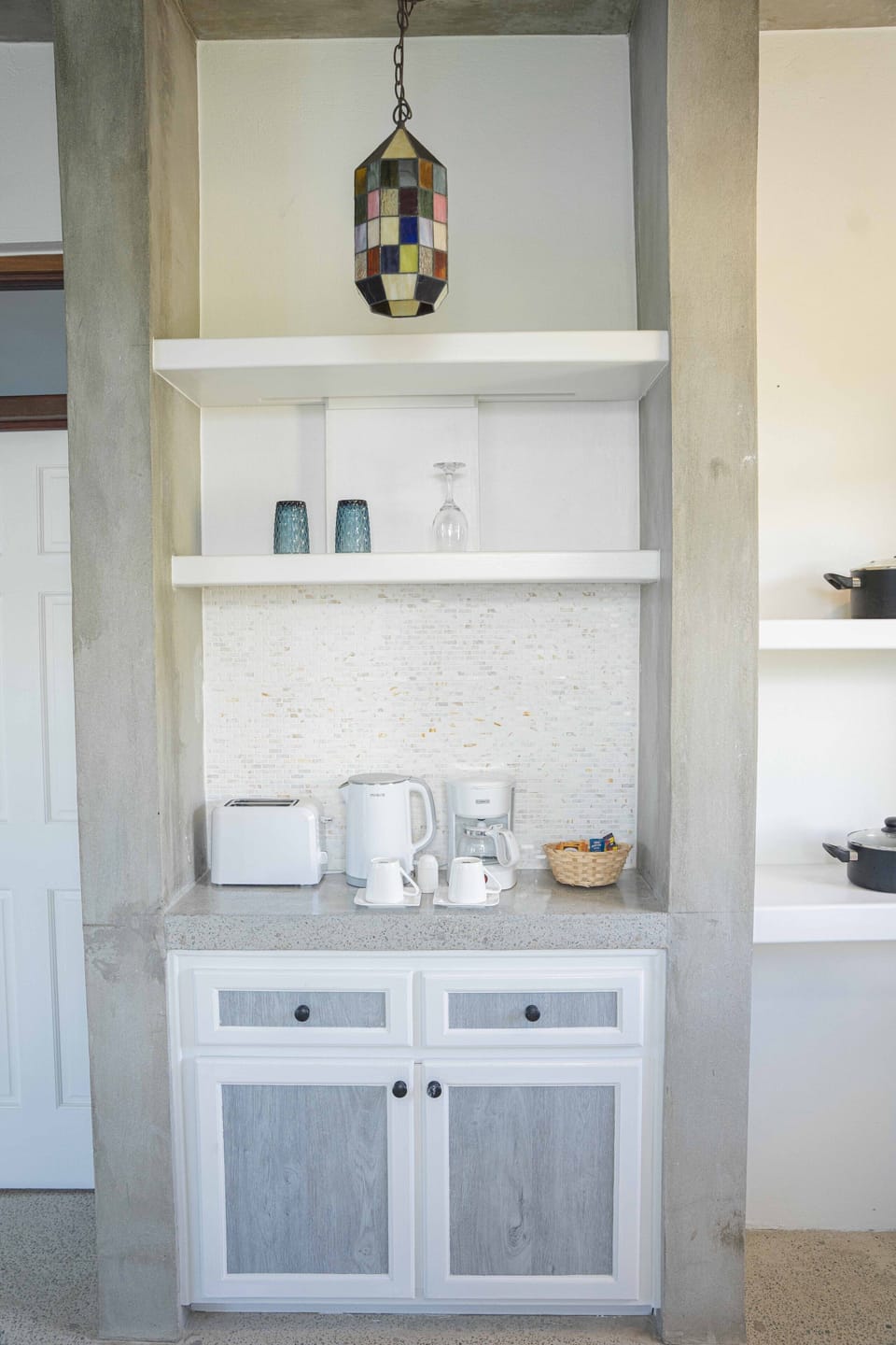 Fridge, microwave, stovetop, toaster