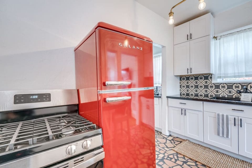 New gas stove and new retro fridge