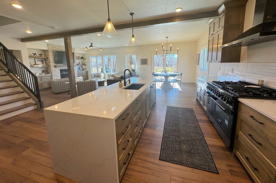 Stay in and make a meal using this chef's kitchen!