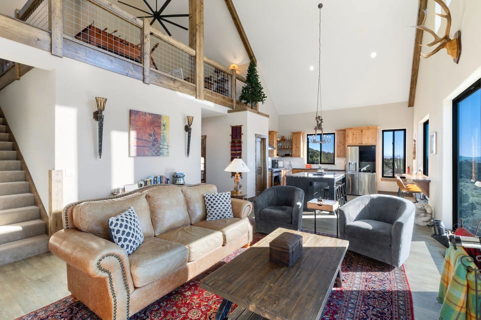 The open-concept living area is perfect after a long day of adventuring.