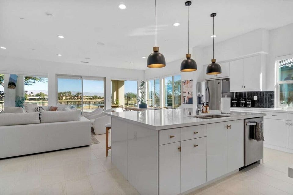 Island kitchen with fairway view.