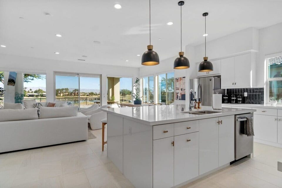 Island kitchen with fairway view.