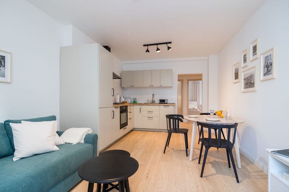 Deluxe Apartment | Private kitchen | Full-size fridge, oven, stovetop, dishwasher