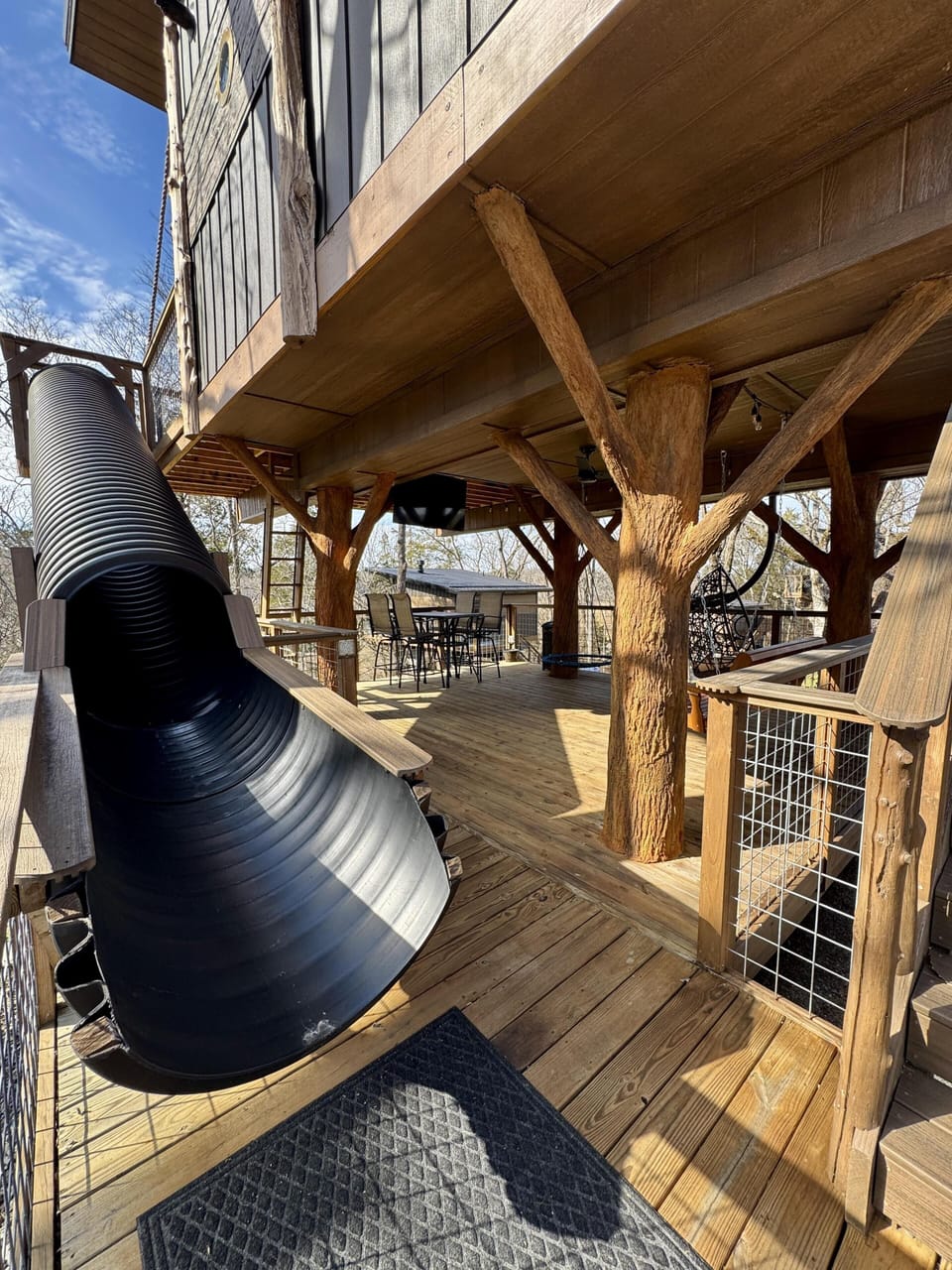 TAKE A TRIP DOWN THE 20-FOOT SLIDE TO THE LOWER DECK - IT'S FAST!