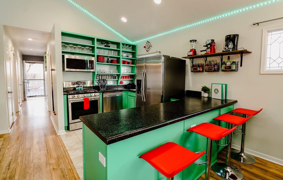 A kitchen showcasing a clean counter, providing a pristine and inviting workspace for cooking and preparation