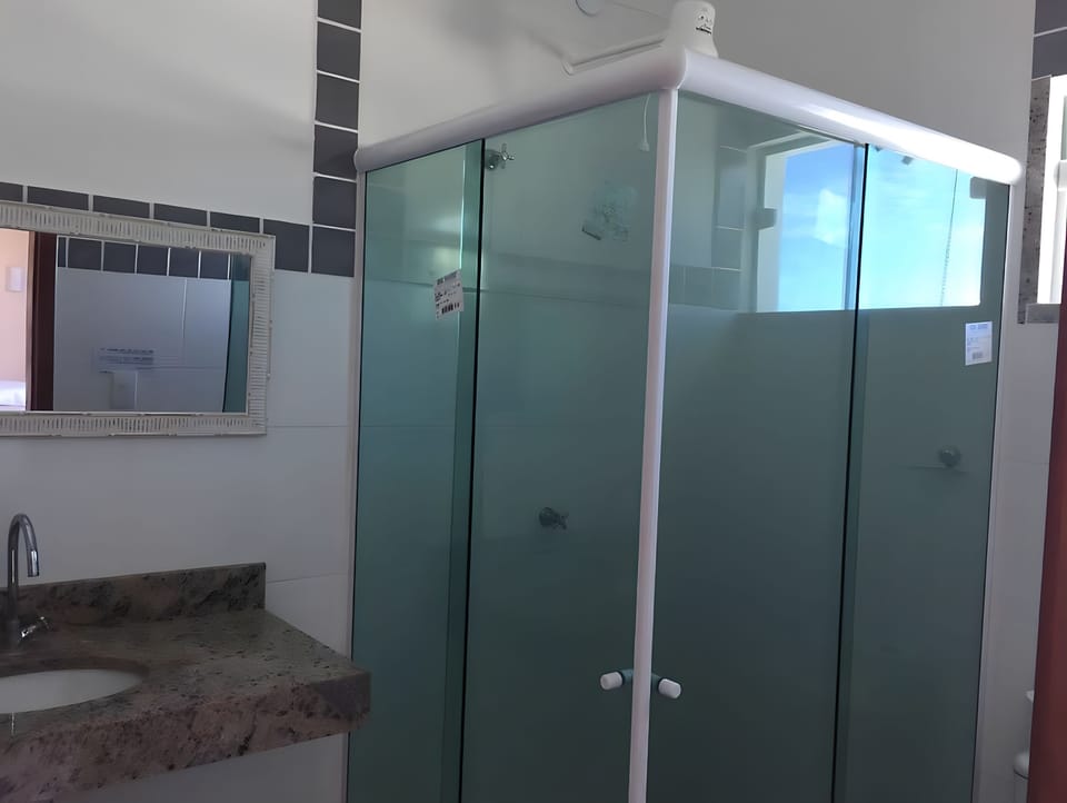 Shower, rainfall showerhead, hair dryer, bathrobes