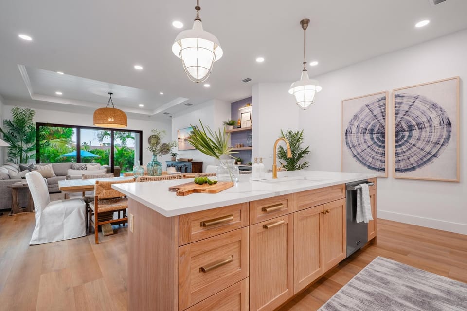 Kitchen Island looking towards dining area and living room