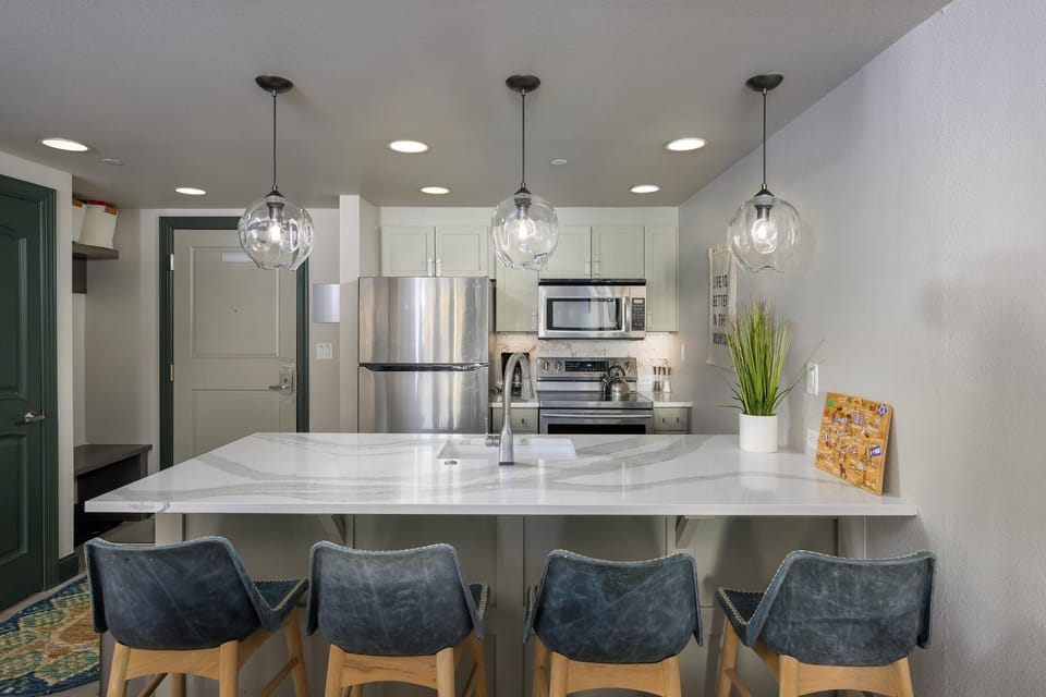 Modern design in the fully equipped kitchen