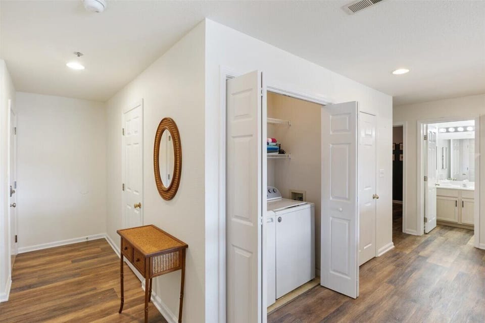 Entry way leads into the common living area.