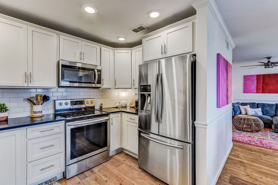 Bright White Cabinets and Spacious Refrigerator