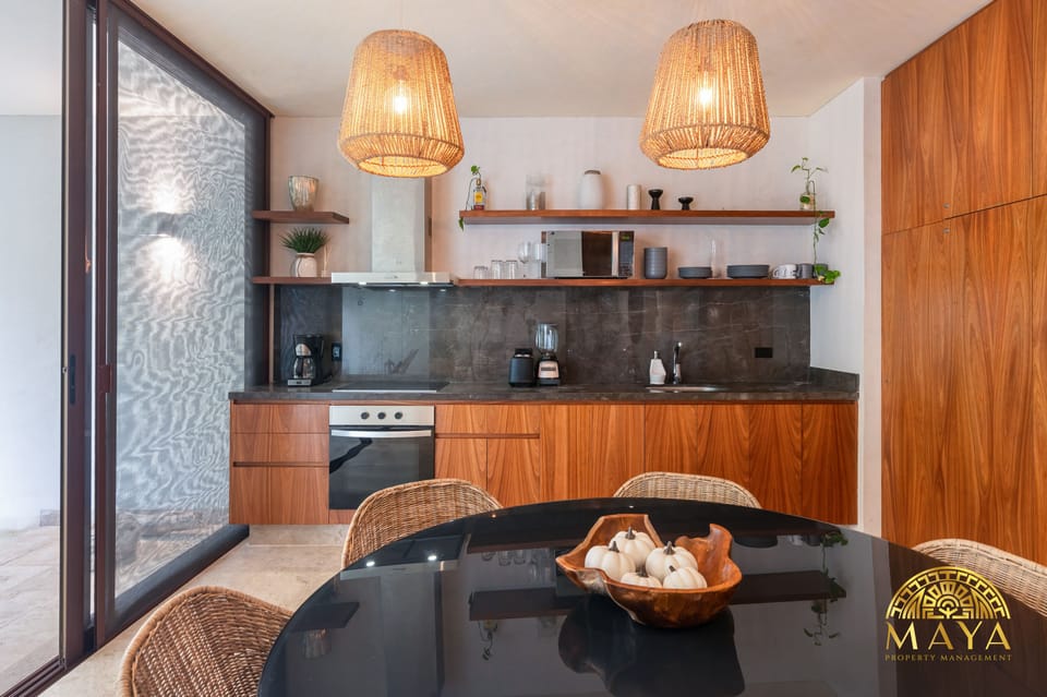Deluxe Condo | Private kitchen | Full-size fridge, microwave, stovetop, toaster