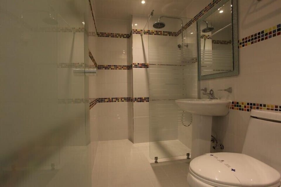 Shower, free toiletries, hair dryer, bathrobes