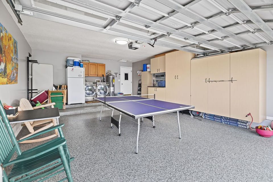 Garage game space with ping pong and room to play