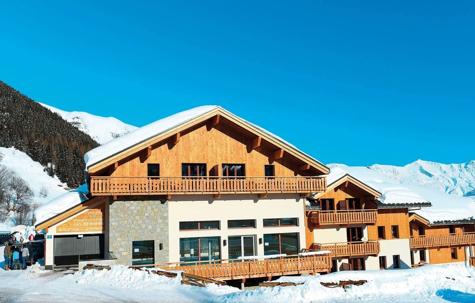 This residnece is built in the typical architectural style of the mountainous Savoy region in France