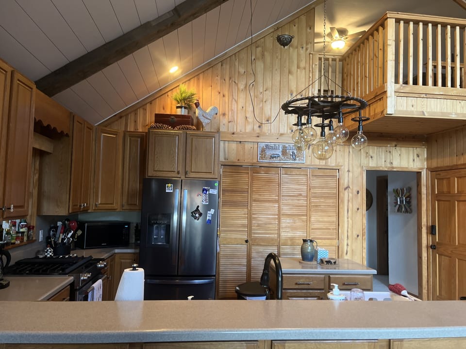 Kitchen open to view and living room  
