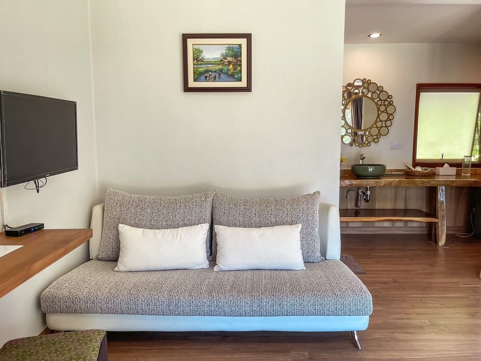 Double Room | Living area | 32-inch LED TV with cable channels