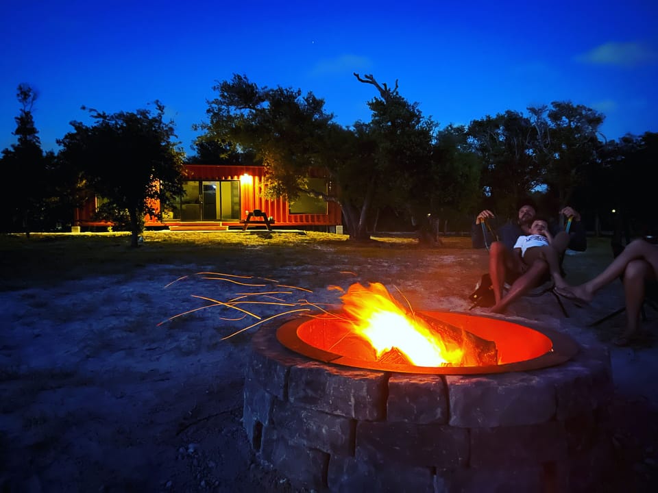 Camp fire under the stars