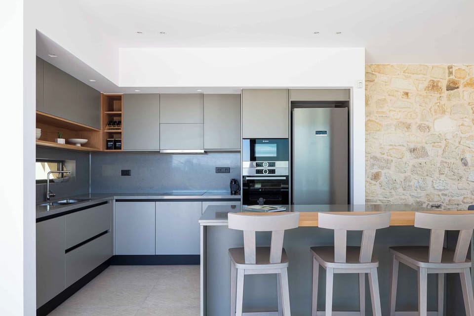 Luxury Villa, 3 Bedrooms, Private Pool, Sea View | Private kitchen | Full-size fridge, microwave, oven, stovetop