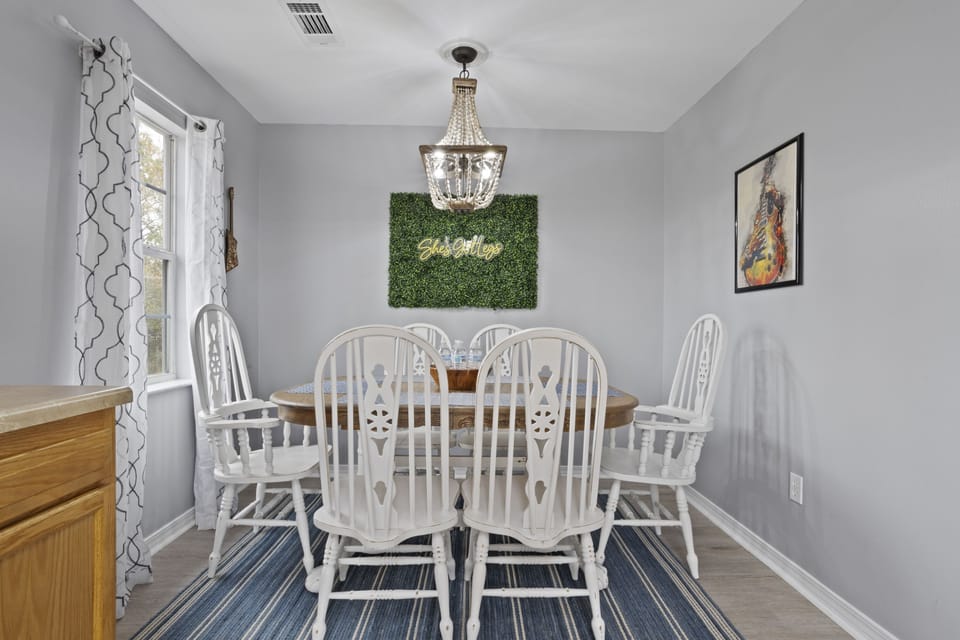 Dining room table area.  