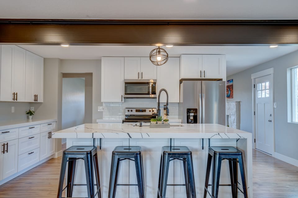 Barstools at kitchen island