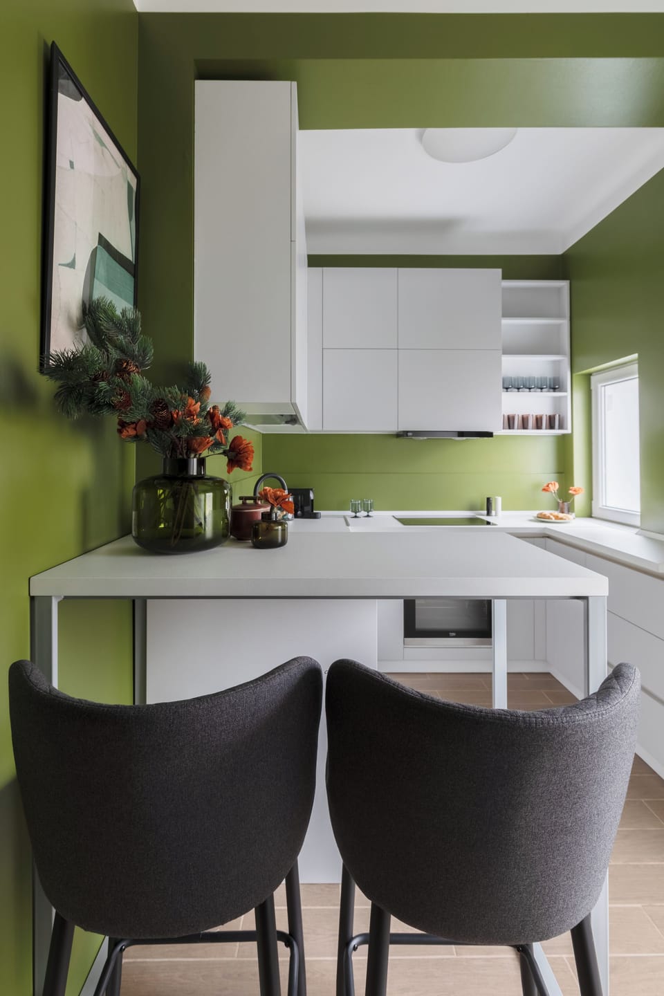 Deluxe Apartment | Private kitchen | Espresso maker, coffee/tea maker, full-size fridge, microwave