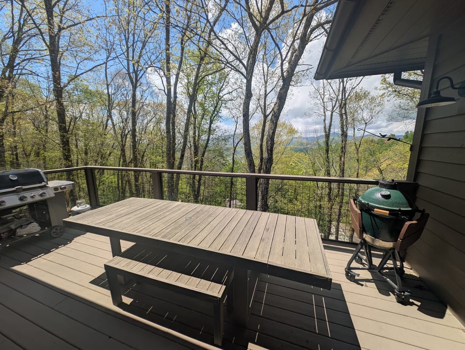 Outdoor Dining with Gas Grill and Big Green Egg