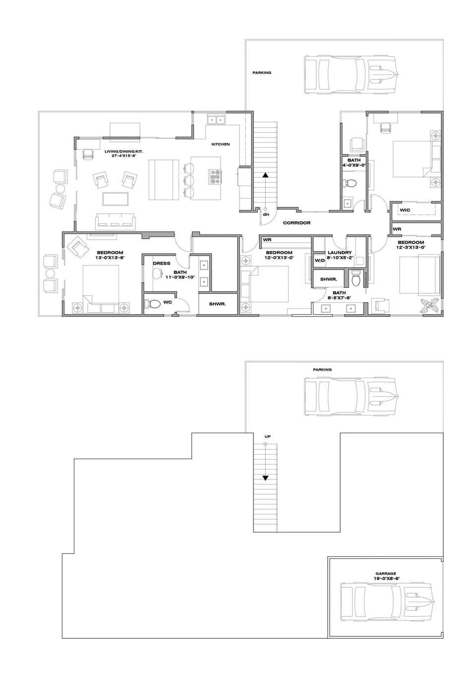 This spacious property offers both indoor and outdoor parking.