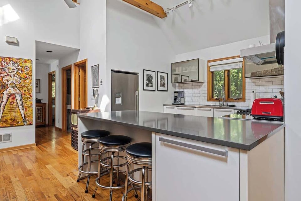 Pull up a stool and chat about the day with family while cooking your next meal.