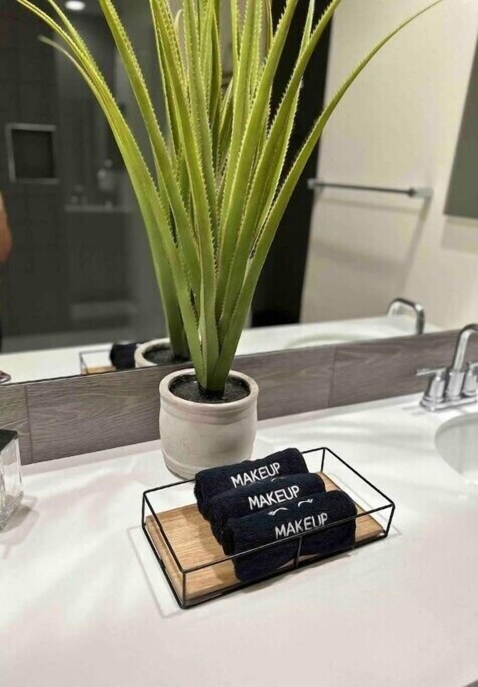 Dark makeup towels to help keep our white towels bright.