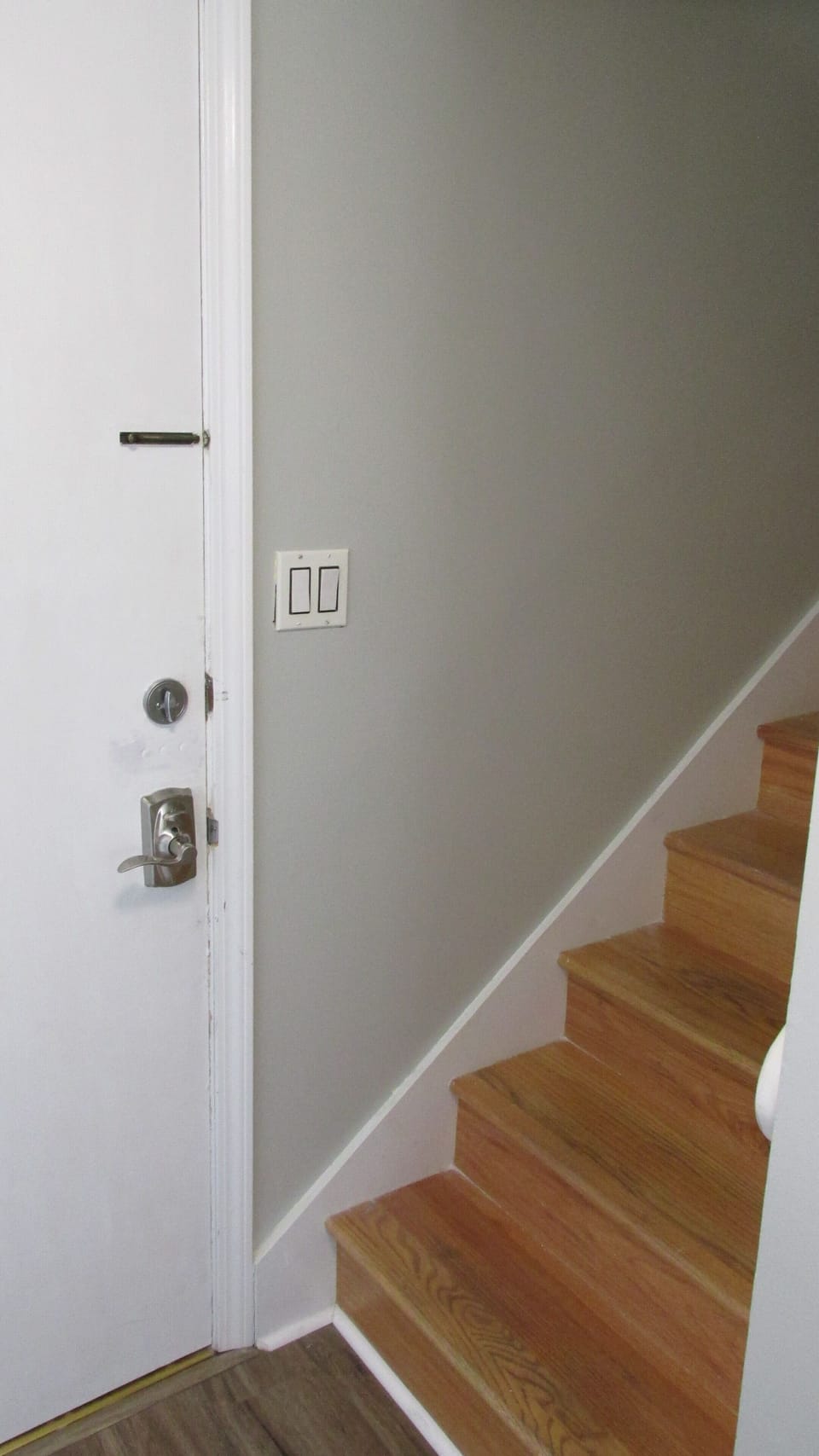 Stairs to the two bedrooms and 2 baths in this townhouse style condo