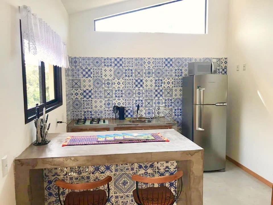 Honeymoon House, Pool Access | Private kitchen | Fridge, microwave, cookware/dishes/utensils, dining tables