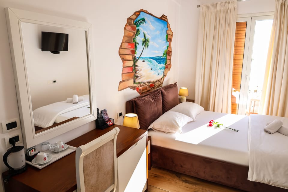 Comfort Double Room, 1 Queen Bed, Beach View | Premium bedding, memory foam beds, desk, laptop workspace