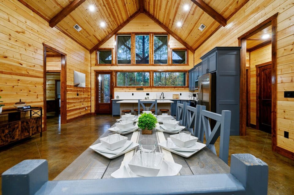 Our wooden table and chairs blend rustic charm with modern comfort.