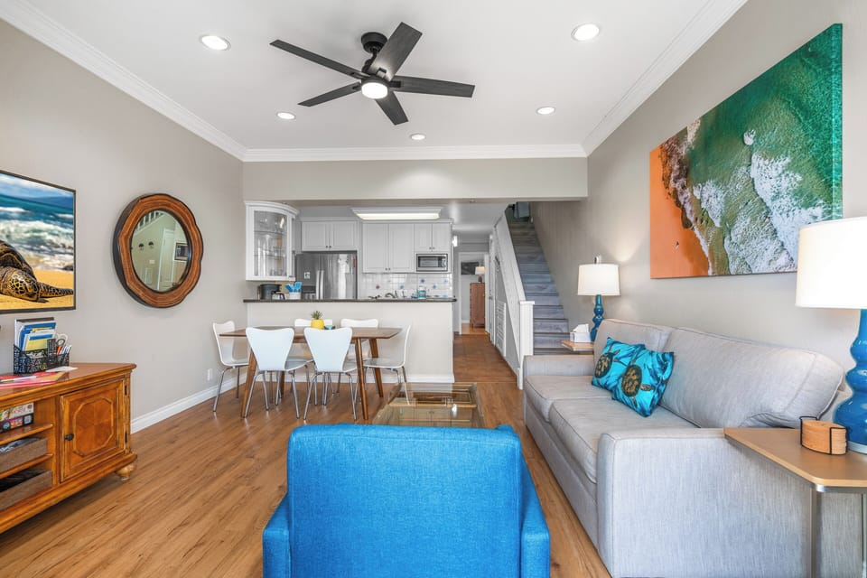 Living room, dining area