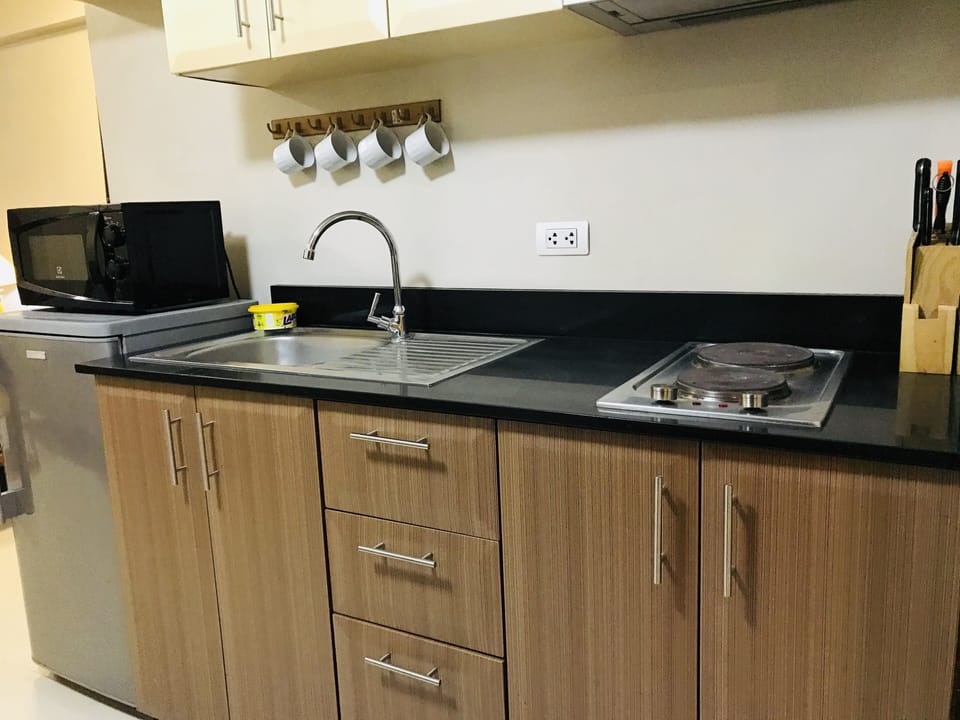Basic Studio | Private kitchen | Fridge, microwave, stovetop, dishwasher